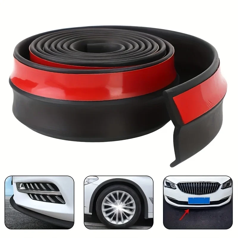Universal Car Bumper Lip Protection Strip - 2.5m Rubber Spoiler Lip