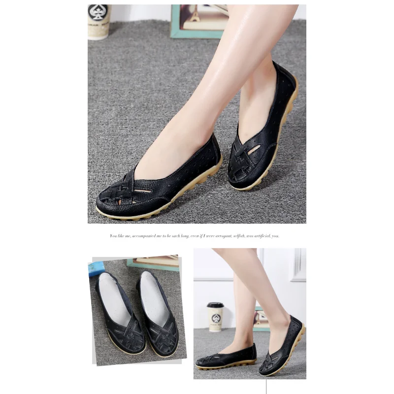 Women Shoes Summer Women Sandals Soft Sole Flat Heel Hollow Flat Genuine Leather Casual