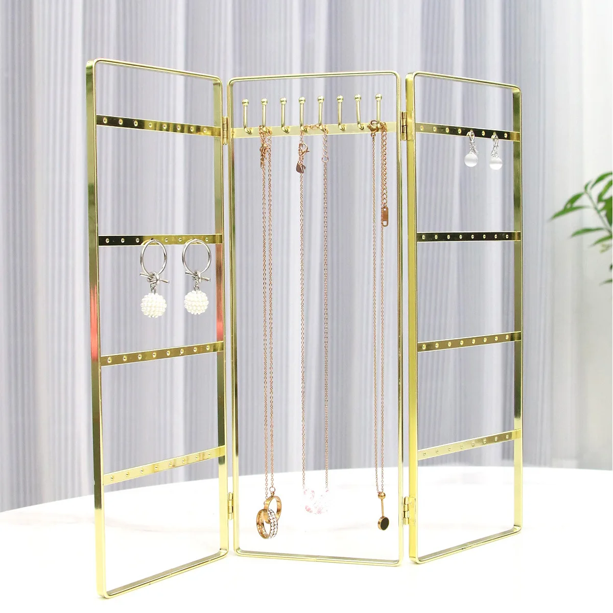 Buy Earring Stand 3-Tier Earring Holder 72 holes Ear Stud Holder Diay Rack  Jewelry Oraganizer Jewelry Stand with Wooden Tray for Hanging Earrings  Bracelet Rings (Golden) Online at desertcartINDIA