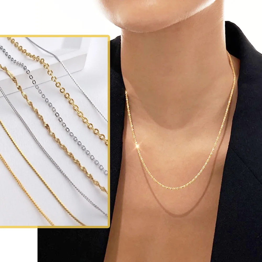 MInimalist Thin Choker Chain Stack Necklace for Women Trend Gold Color Dainty Tiny Collar Clavicle Chain Jewelry on The Neck