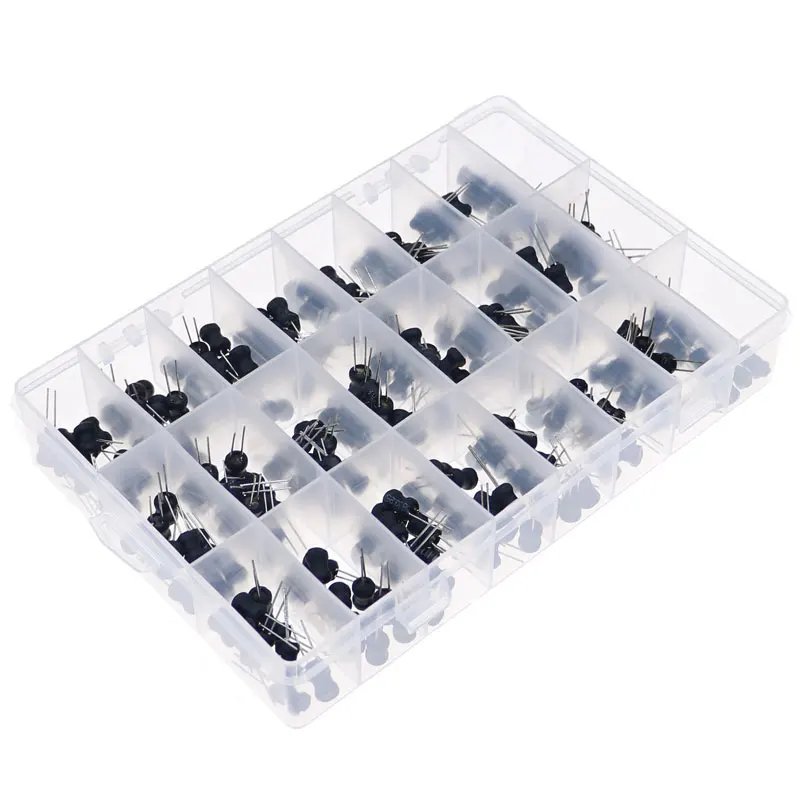 240Pcs 2.2uH-100mH 24Value x 10pcs 6*8mm Choke I-Shaped Power Inductor Assorted Kit Box