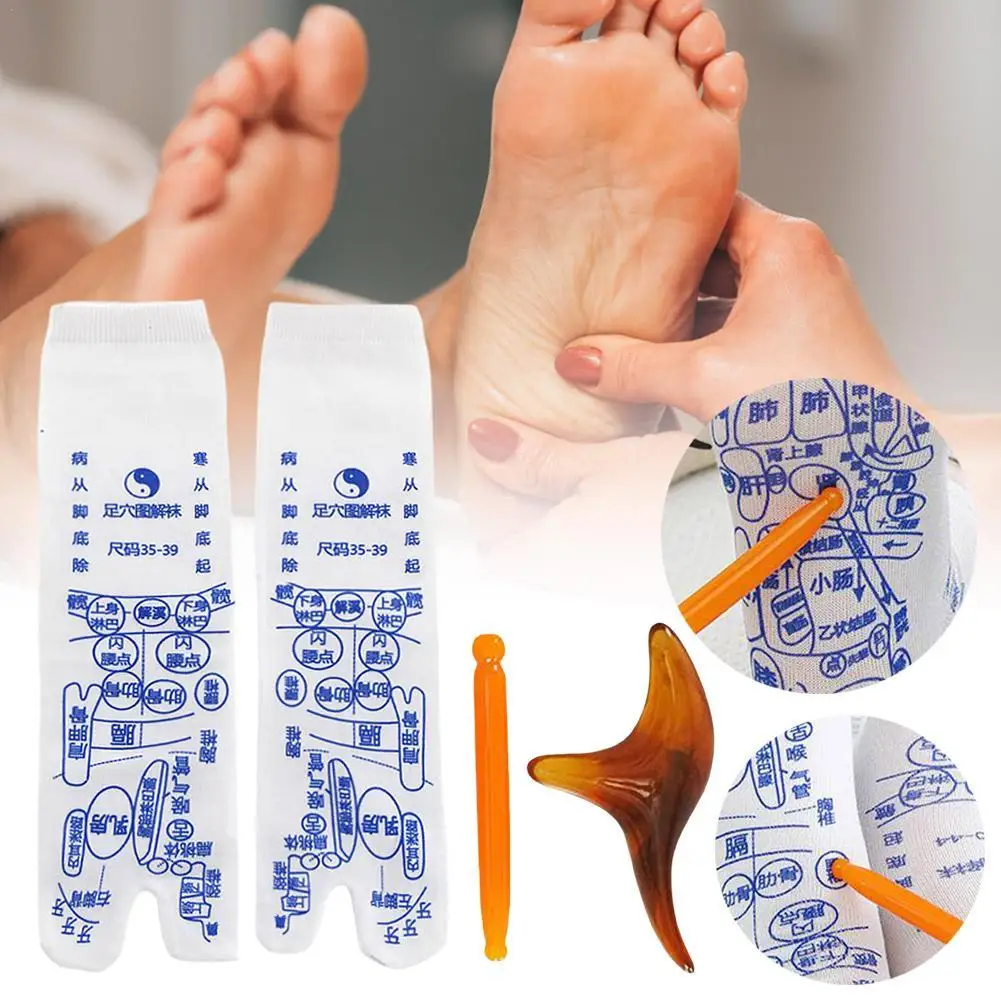 

Unisex Foot Pressure Point Acupuncture Reflexology Socks Physiotherapy Acupoint Massage Illustration Acupressure Hosiery
