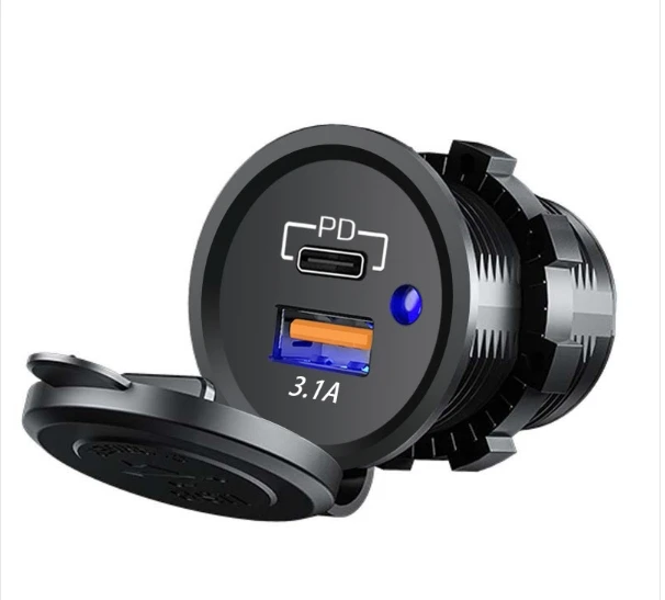 High-Power Waterproof USB Charger Socket with PD Type C & QC3.0 Ports