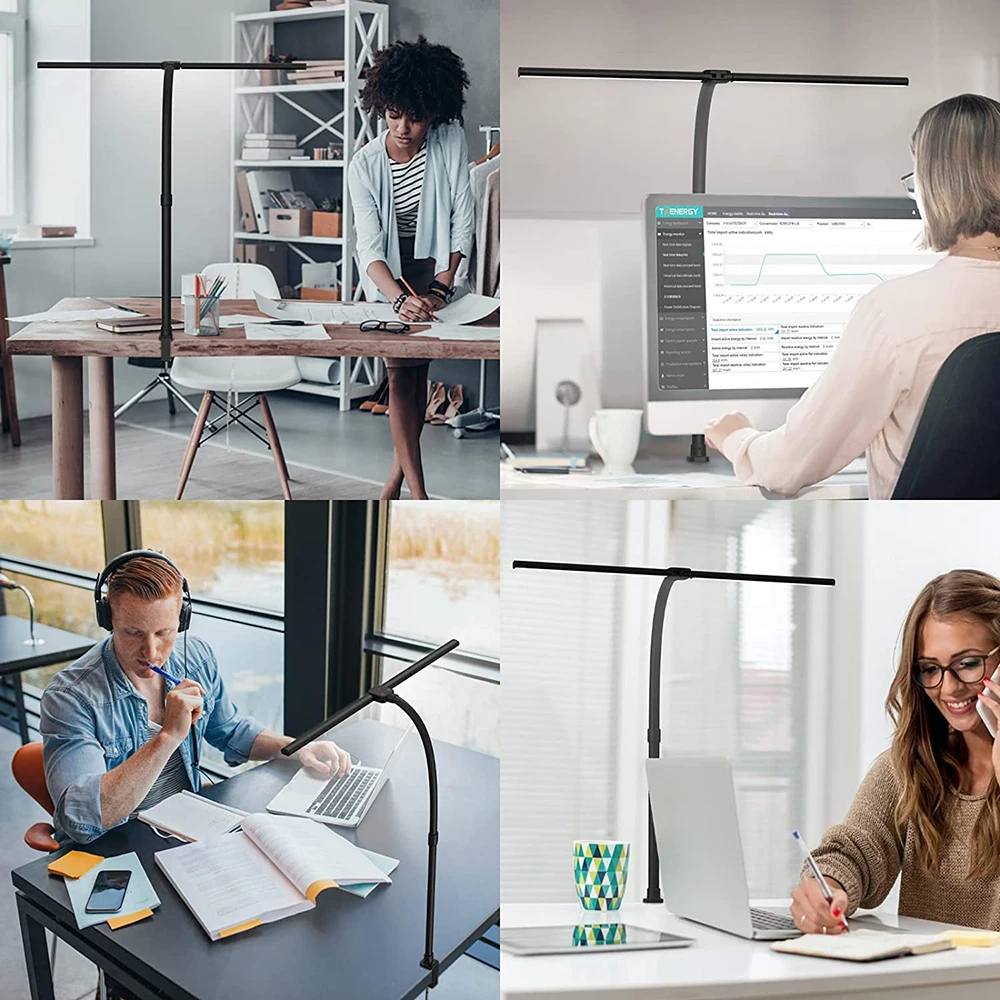 Lampada Da Scrivania Tyonto 1300LM - Doppia Testa LED, Dimmerabile Con Telecomando, Morsetto, 80cm - Foto 8