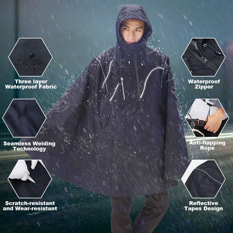 Bicycle Rain CoatCycling Rain Poncho Women/Men Multi Gear Reflective Design Cycling Climbing Hiking Tour Cover