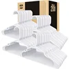Clothes Hangers 200 Pack - Plastic Hangers Space Saving - Durable Coat Hanger with Shoulder Grooves (White) 1