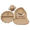 Children's Dinner Plate Pumpkin Divided Plate with Meal Bib Learning Cup with Suction Cup Autonomous Feeding and Eating Training 5