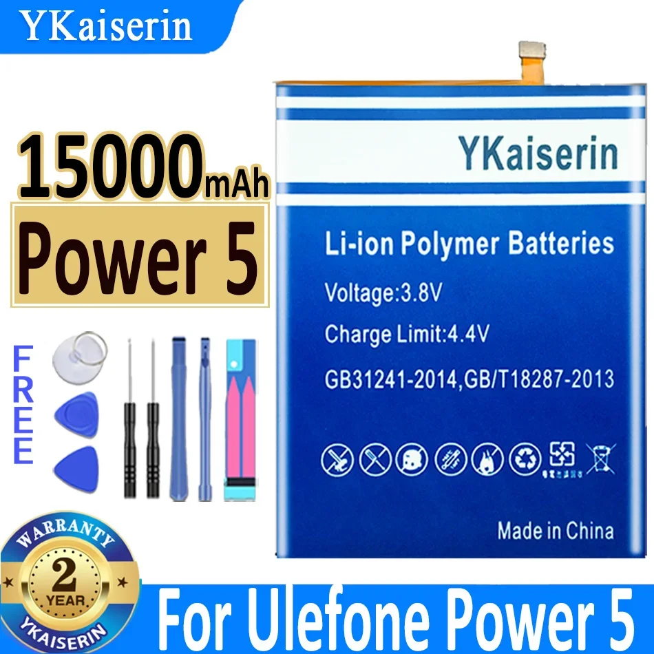 

YKaiserin Power 5 Battery 15000mAh For Ulefone Power5 Smart Phone Bateria + Free Tools Warranty