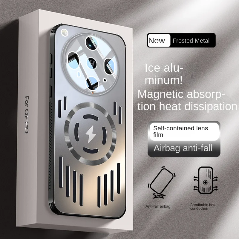 Premium Hard Metal Heat Dissipation Magnetic Wireless Charging Protective Back Cover Case