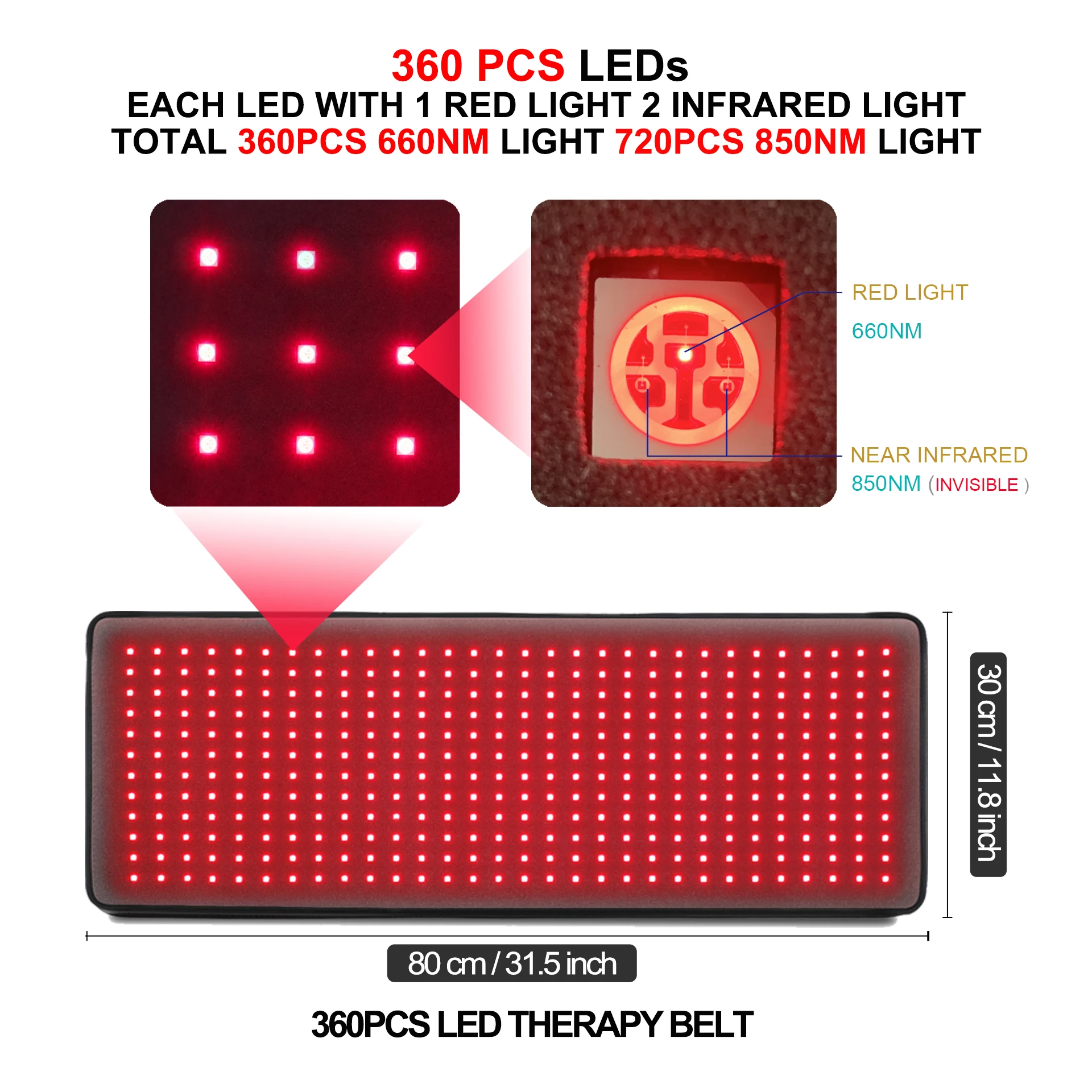 635nm 660nm 850nm Lovtravel Led Red Infrared Light Therapy Pad Pain