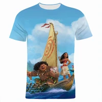 Disney Princess Moana Cartoon Anime Summer Short Sleeve 3D Printing T-Shirt Kids Clothes Girls Casual Tops Adults Men's T Shirt 2
