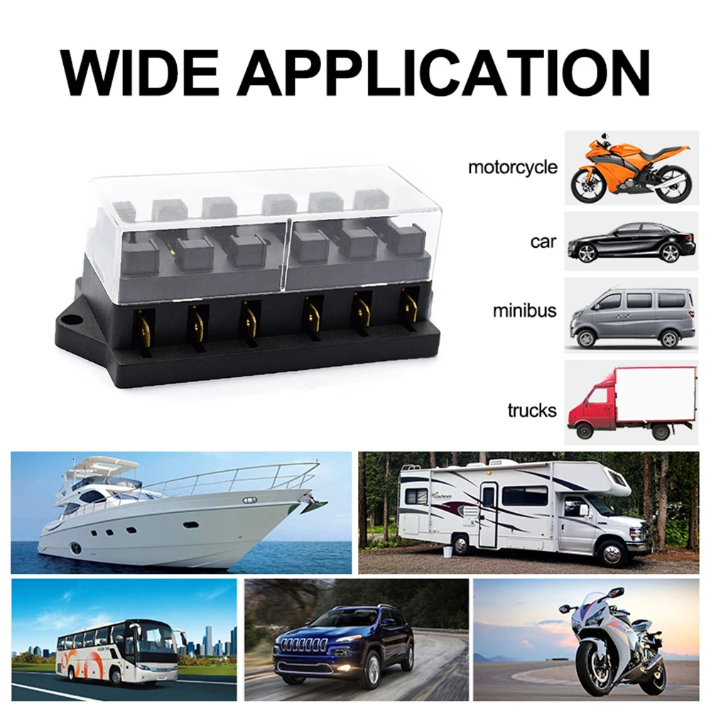 YJ-FB017 6 Ways 12-24V Automotive Circuit Blade Fuse Box for Car Truck Vehicle