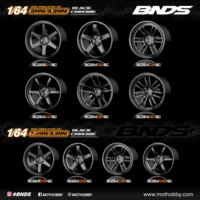 BNDS 1/64 ABS Wheels Black Chrome With Rubber Tires Assembly Rims Modified Parts for Model Cars Refitted Hotwheels Tomica MiniGT 1