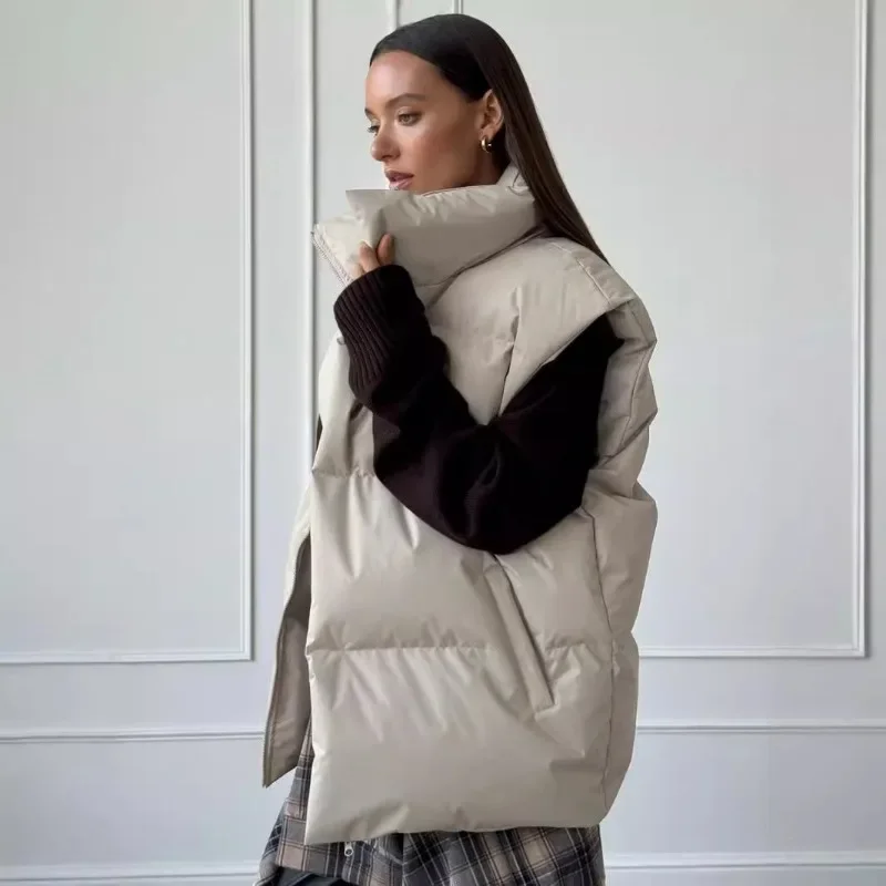 Talenza Women's Cotton Vest Jacket New Sleeveless Sports Casual Solid Color Winter Warm Vest Jacket Vest Women's Cotton Jacket 5