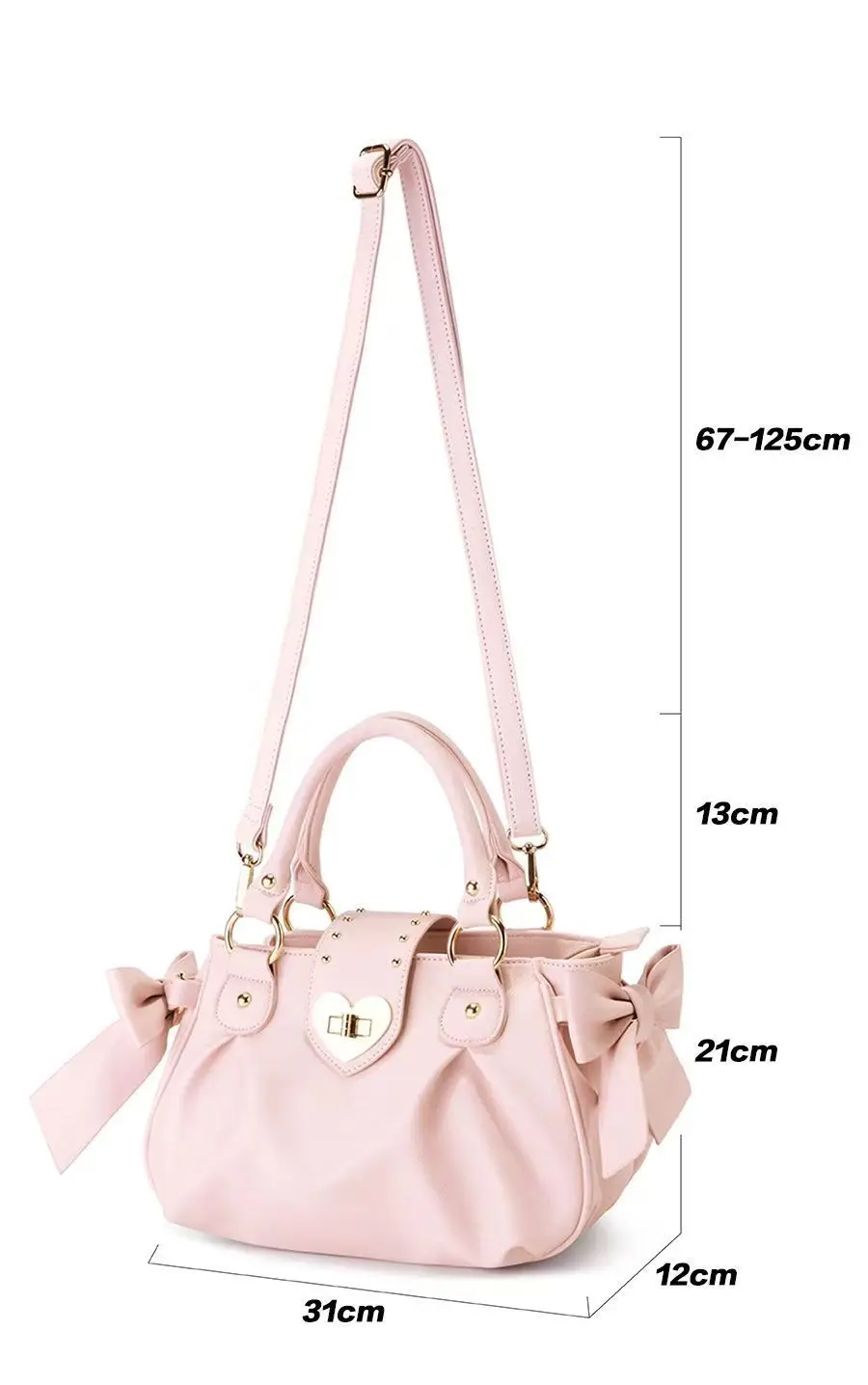 รูปสินค้า Harajuku โบว์สีชมพูกระเป๋าผู้หญิงสไตล์ญี่ปุ่นสบายๆ Crossbody กระเป๋าสุภาพสตรีหวานน่ารักขนาดใหญ่ความจุไหล่กระเป๋า