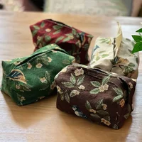 European Retro Tissue Box Storage Bag High Quality Napkin Holder Foldable Tissue Box Home Office Desktop Embroidery Storage Box 1