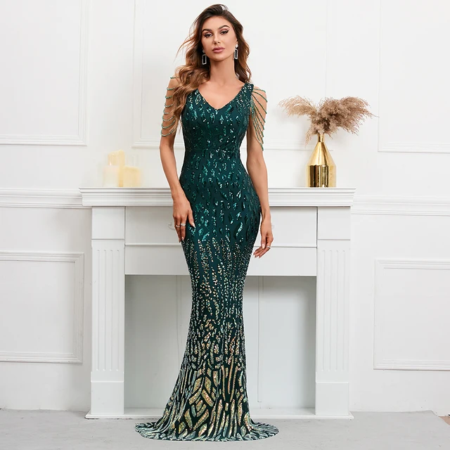 Osas Sleeveless Long Sequin Dress