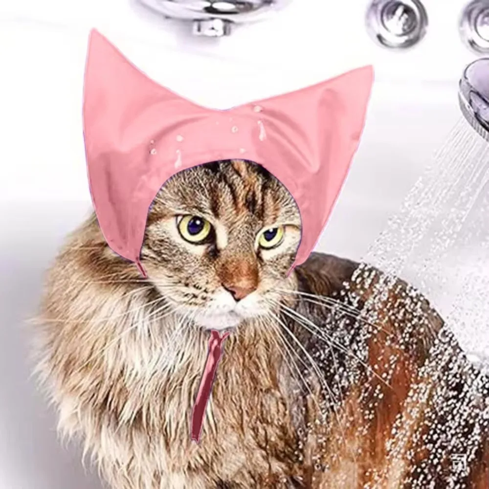 New Ear Protection Cat Shower Cap Waterproof with Ear Cover Cat Bathing Protection Cap Adjustable Bathing Hat Cat 4