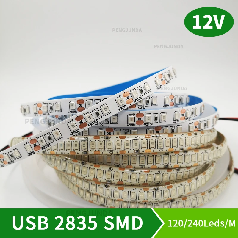 DC12V LED Strip 2835 120/240led/m 5 Meters Flexible Strip Light White,Warm white,Blue,Green,Red No Waterproof Strip