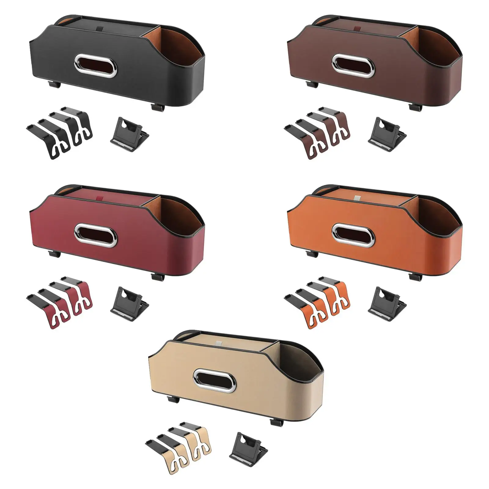 

Car Seat Back Organizer Tissue Box with Hooks Hanger Convenient Phone Holder