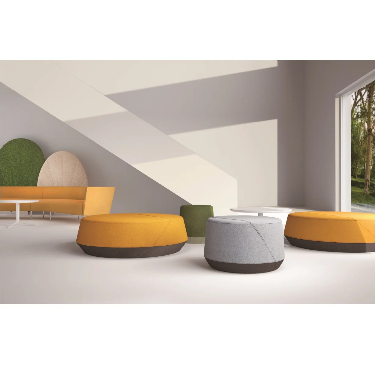 Colorful Office Collaborative Ottoman Fabric Seat Reception Reception Sofa School Library Casual Seating Sofa