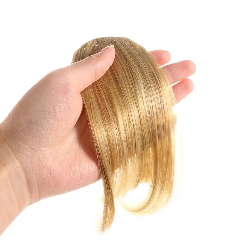 Description Picture 2 of itemSynthetic Clip In High Temperature Fiber Hair Extensions Full Cover Hairpiece Linen Fake Bangs Top Hair Bangs 3D Air Bangs