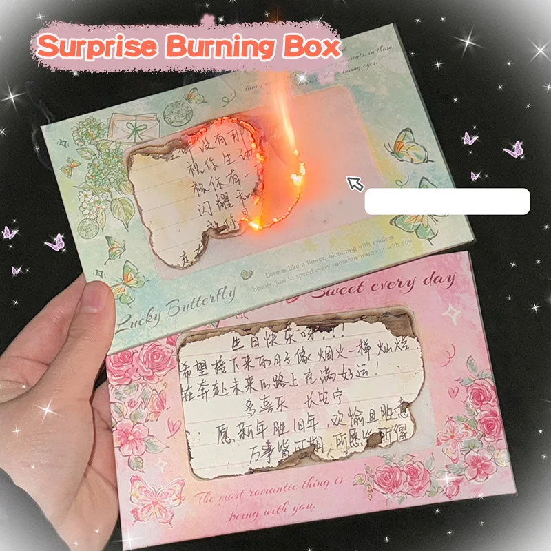DIY Flame Burning Envelope Creative Gift Greeting Card Students Handmade Envelope Birthday Congratulation Cards Material Package
