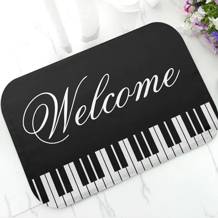 

Classy Piano Keyboard Welcome Door Mat Gold Music Notes Key Board Doormat Rug Carpet for Pianist Music Teacher Gift Personalised