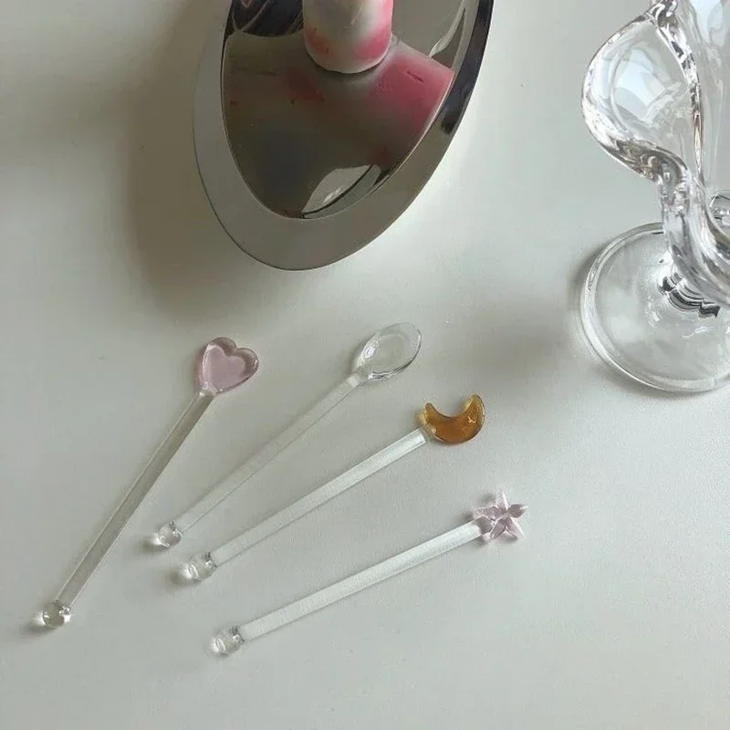 Glass Stirring Rod Clear Mixing Sticks Green Cute Handle Stir Bar Coffee Cocktail Sticks Drink Mixer Muddler for Home Party 1PC cocktail muddler
