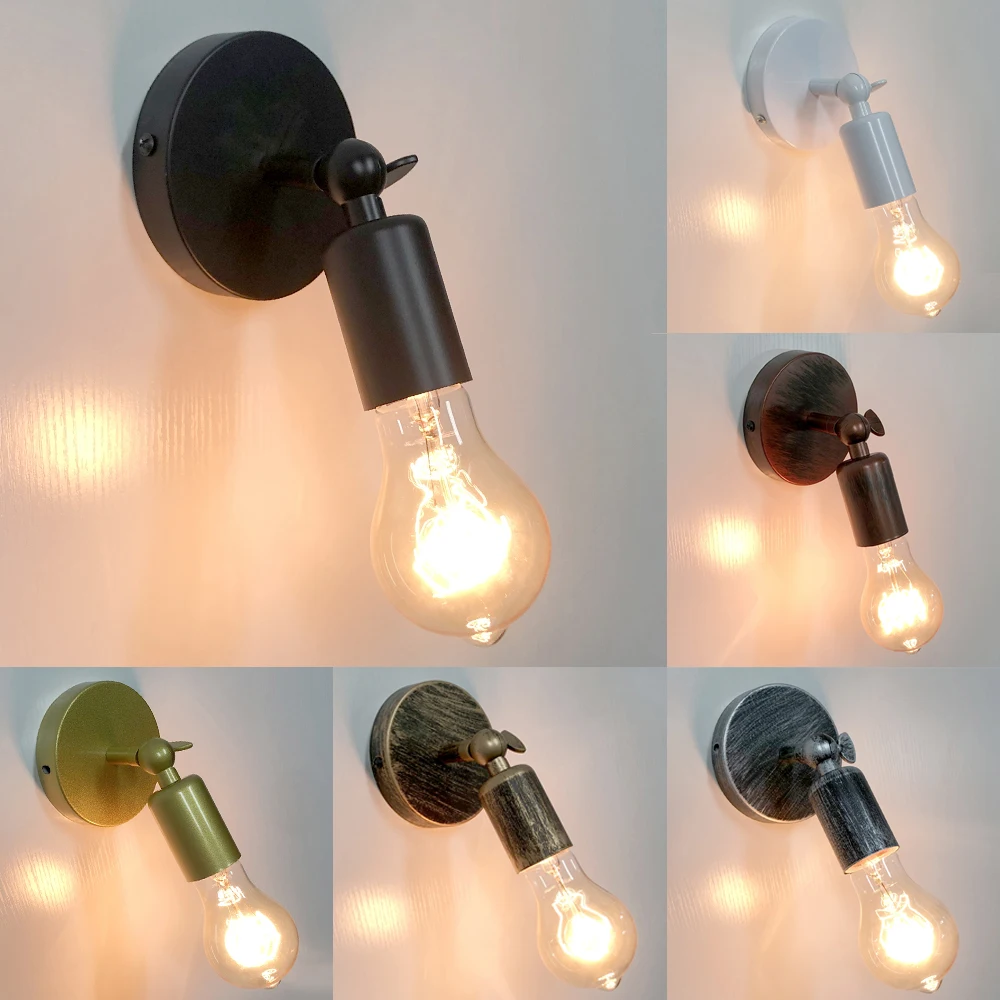 

Bedside Wall Mounted LED Lights E27 Retro Indoor Lighting Bedroom Wall Lamp Home Decoration Vintage Industrial Loft Wall Sconce