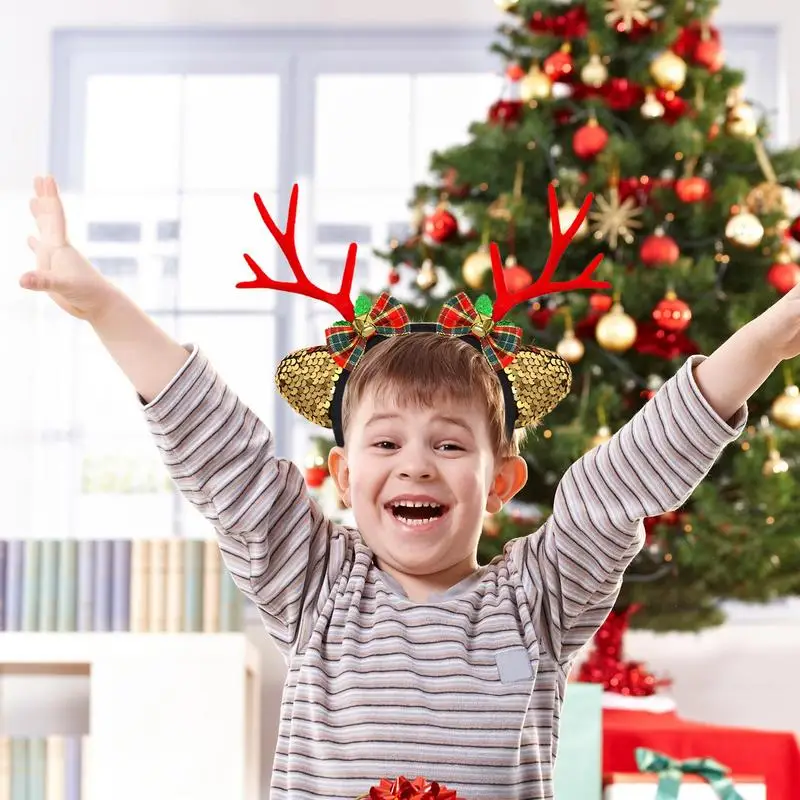 Christmas Antler Headband Soft Christmas Deer Headwear Stylish Reindeer Antlers Headband Adults Kids Deer Antler For