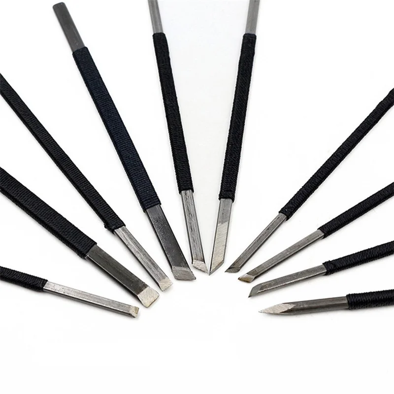10Pcs High-carbon Steel Stone Carving Knife Seal Engraving Knife Sculpture Stone Chisel Wood Carving Tools Set