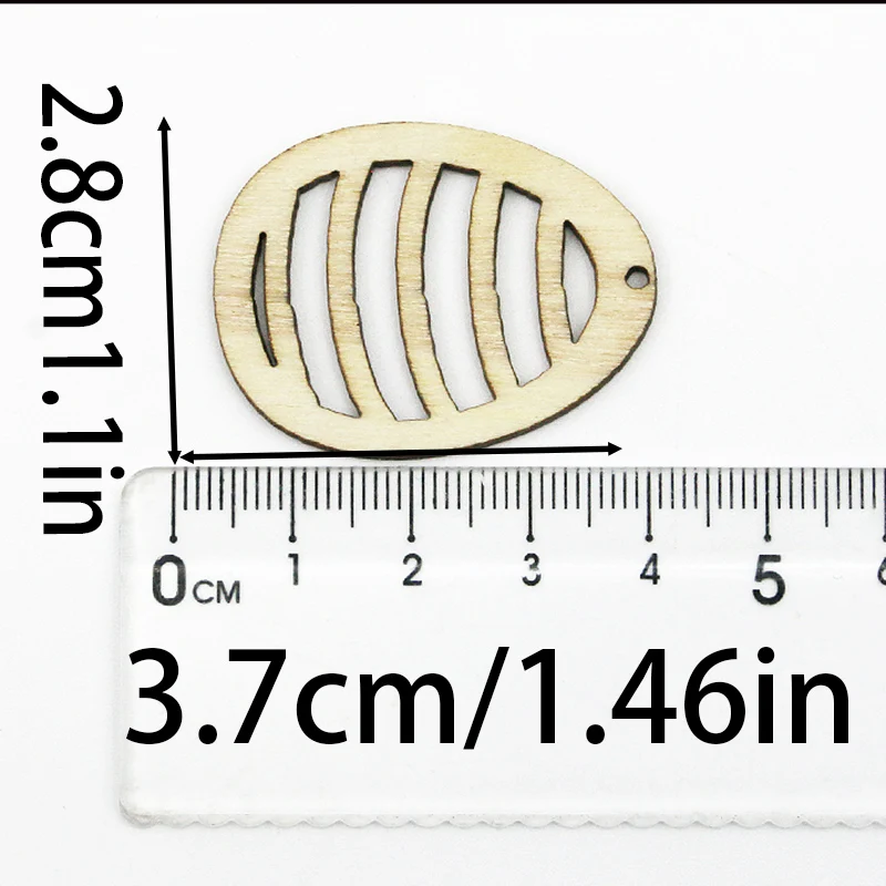 (50pcs/pack) 37*28mm Handmade Easter Wooden Egg Hollow Pendant Ornament Wall Sticker Holiday Romantic And Artistic Celebration