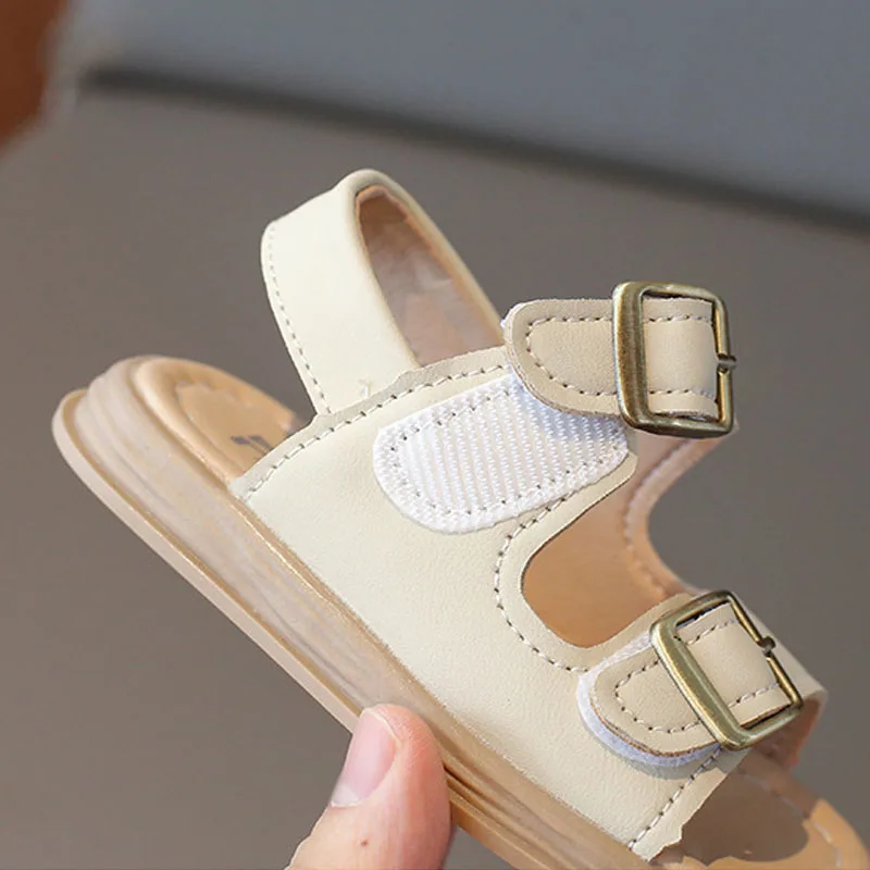 2024 Stylish Summer Baby Sandals for Boys Girls Non-Slip PU Leather Outdoor Walking Shoes Solid Toddlers Beach Shoes 1-4Y H04202 5
