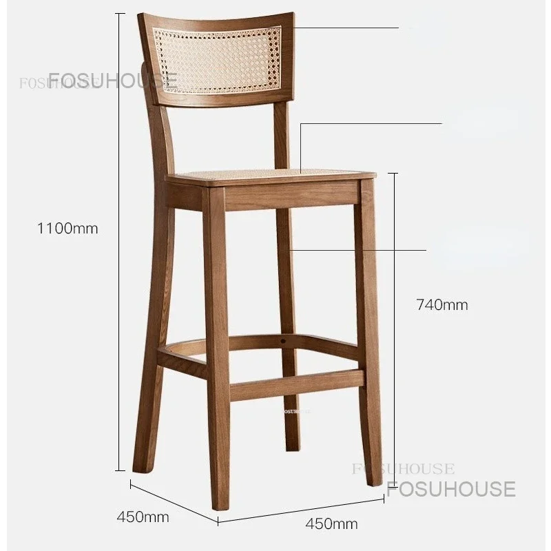 American Solid Wood Bar Chairs Household High Stool Luxury Bar Chair Kitchen Furniture Creative Rattan Back Stools s