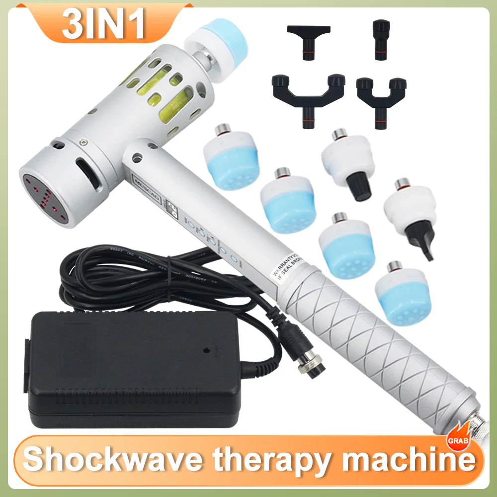 

3 IN 1 Shock Wave Therapy Machine Chiropractic Tools ED Treatment Body Pain Relief Massager Shockwave Effective Professional New