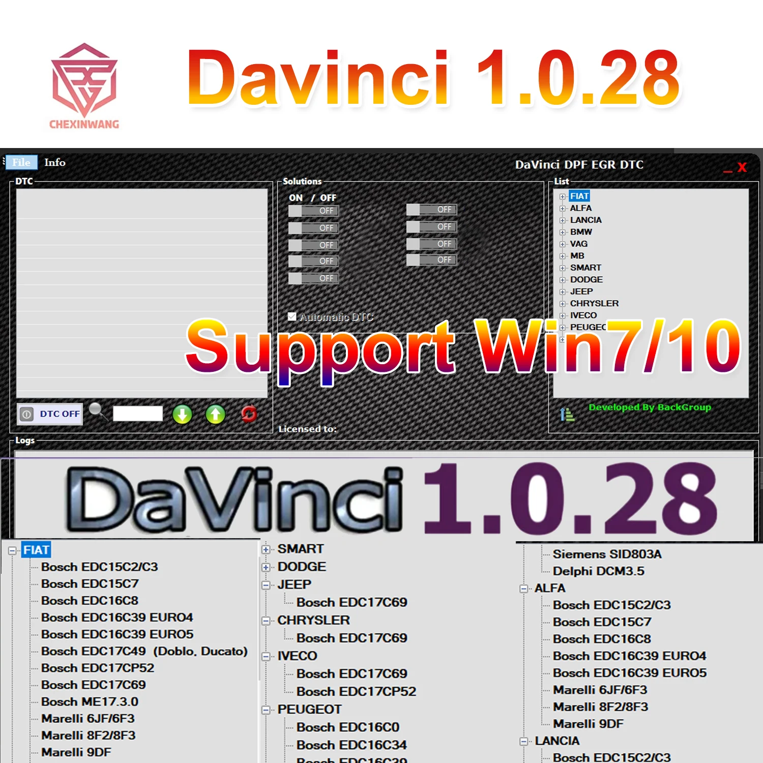 

Newest Davinci 1.0.28 PRO Software Support Win 7/10/11 Davinci 1.0.28 for Fiat/Alfa/VAG/Peugeot