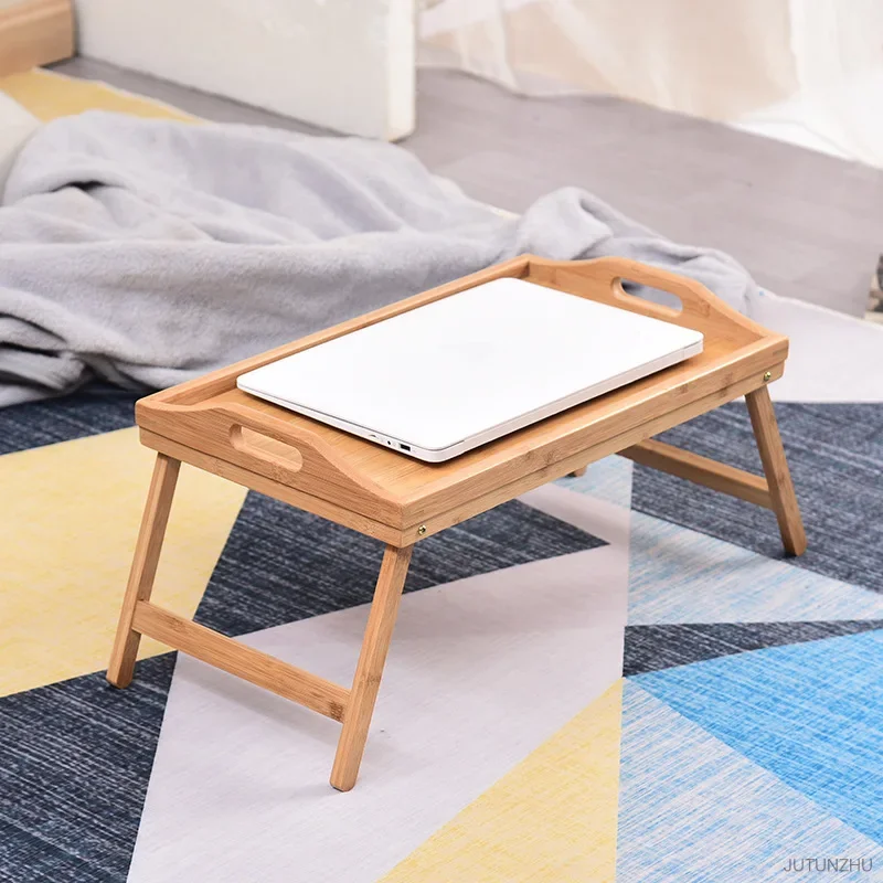 Laptop Desk Stand Computer Desk 50x30x25cm Portable Natural Bamboo Bed Tray Breakfast Laptop Desk Reading Gaming Desk Folding Table Useful Simple Kitchen Tool
