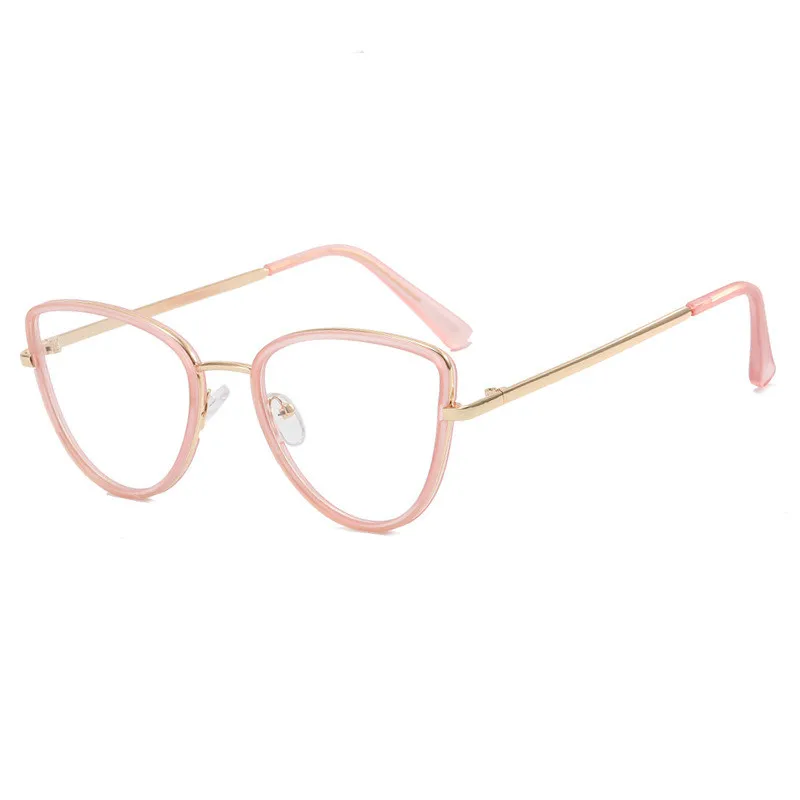  - 2023 New Retro Anti Blue Light Cat Eye Glasses For Women Fashion Female Metal Frame Clear Lens Trending Reading Eyeglasses
