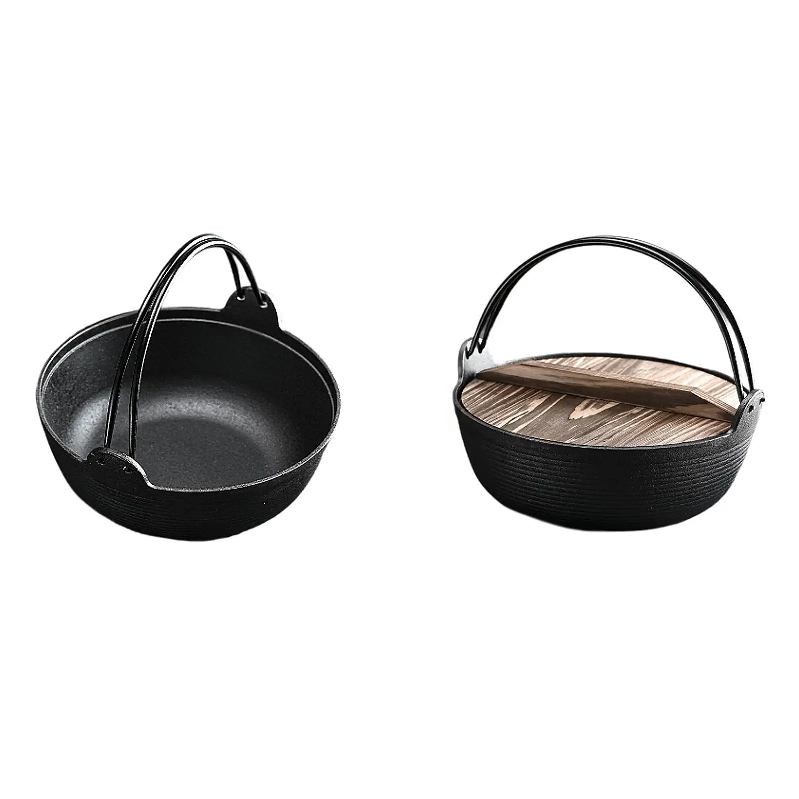 Sukiyaki Pot Tableware with Handle Cookware Cast Iron Utensil Japanese Design Cooking Pot for Restaurants Stews Outdoor Braising