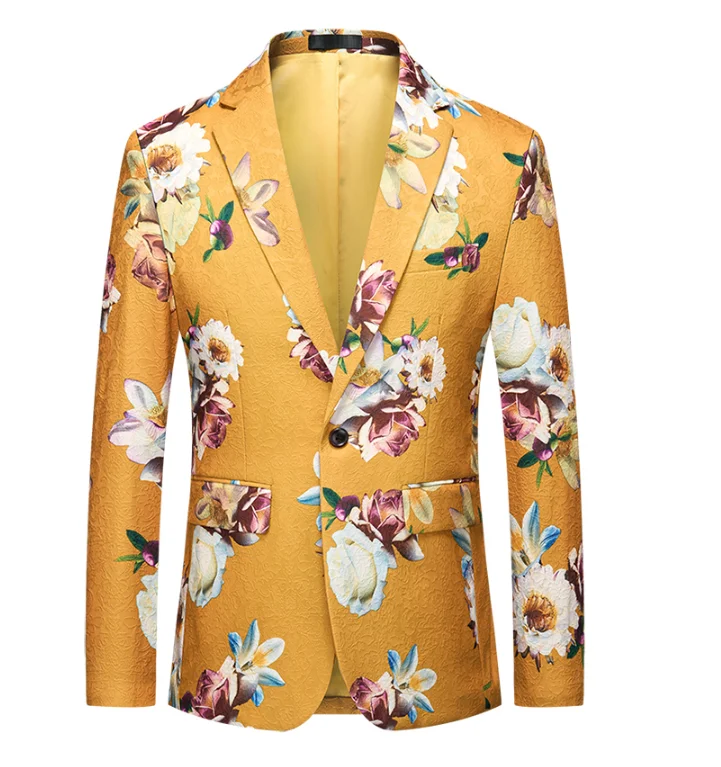 Description Picture 3 of itemNew Trend Fashion Handsome Trend with British Style Phoenix Pattern Autumn and Winter Men's Suit Coat Casual Blazer Masculino