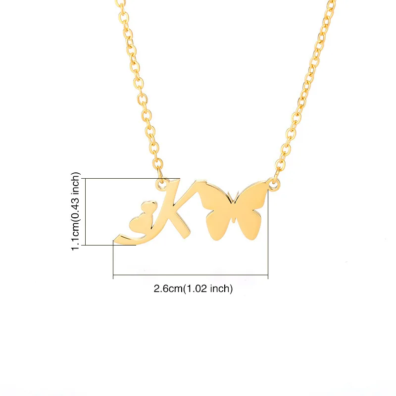 New Simple Gold Color A-Z 26 Letters Pendant Necklace Stainless Steel Alphabet Name Chain Choker 4