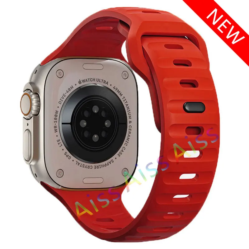 ตัวเลือกสินค้า สายซิลิโคนสีส้มกันน้ำ สำหรับ Apple Watch ทุกรุ่น