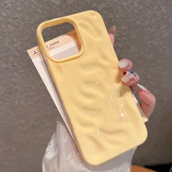 Luxury Soft Silicone Wave Pattern Candy Bumper Protective Case Cover - iPhone 15 Plus (Yellow)