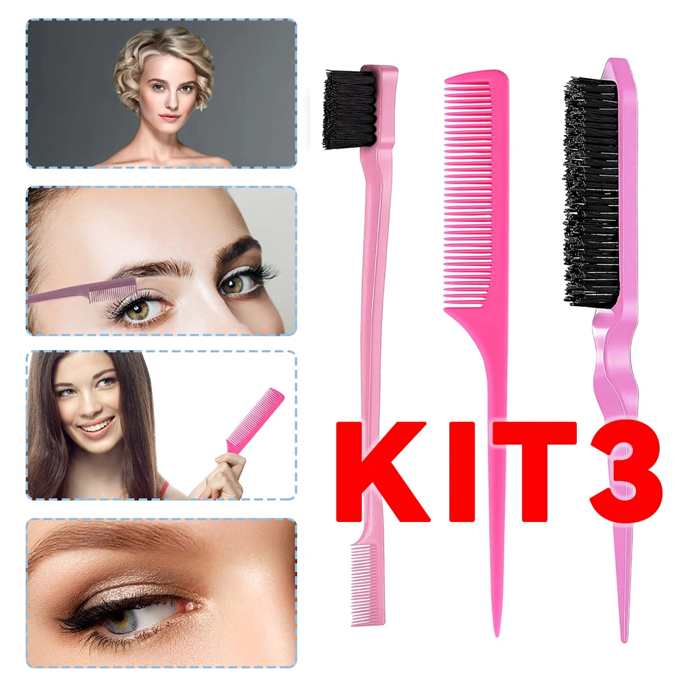 Kit de Escovas de Cabelo Profissional 3 em 1: Escova Separadora de Fios