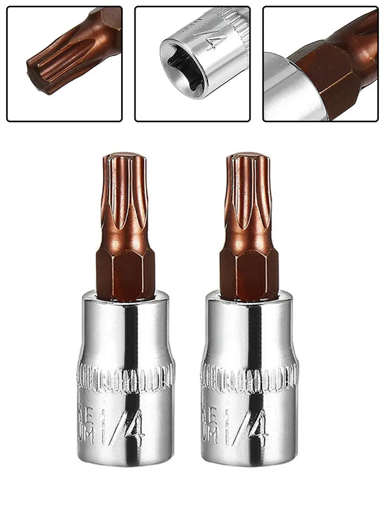 

2Pcs Socket Pratical Replacement T30 Bit Sockets Accessories High Quality Tool 1/4 1/4 Inch Drive Supplies T30