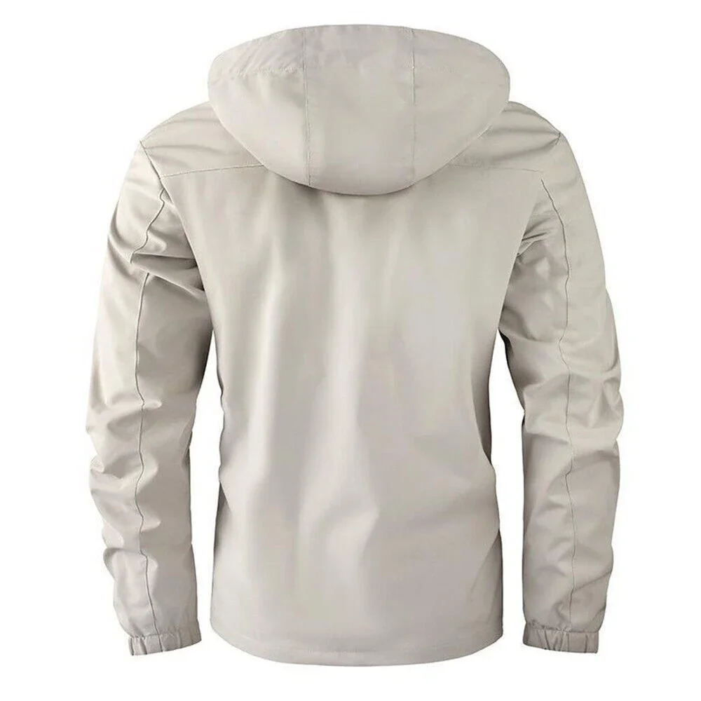 Fashion Men's Casual Windbreaker Jackets Man Solid Color Hooded Coat Waterproof Outdoor Soft Shell Winter Warm Jacket Clothing