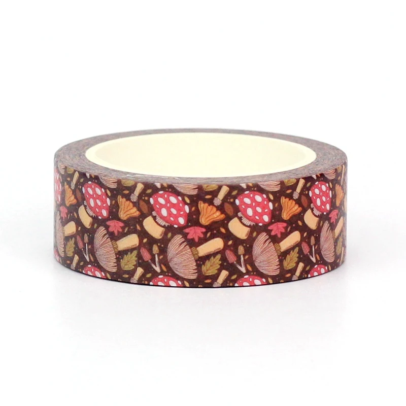 2023 NEW 1PC 10M Decorative Autumn Red Mushrooms and Leaves Washi Tape Set for Scrapbooking Planner Masking Tape Cute Stationery