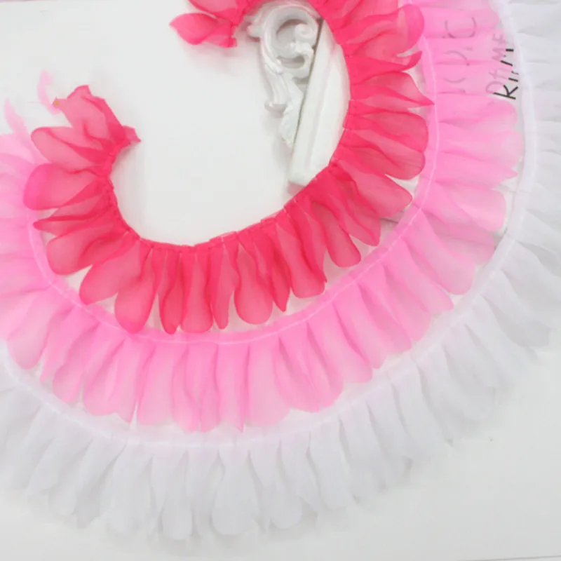 Color Double-layer Chiffon Mesh Pull Wrinkle Leaf Lace Fabric DIY Doll Baby Children Clothing Accessories Cuff Skirt Swing Trim lace fabric lace sewing accessories lace sewing supplies lace accessories lace garment accessories clothing accessories clothing craft accessories chiffon fabric chiffon lace fabric tassel trim lace