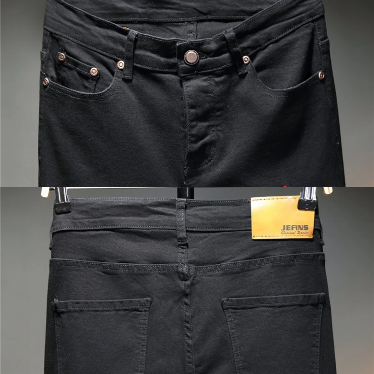 EH·MD Rose Embroidered Jeans for Men Worn 3D Hollow Hole Small Foot Pants Hip Hop Motorcycle Repair Street Soft High Elastic 024